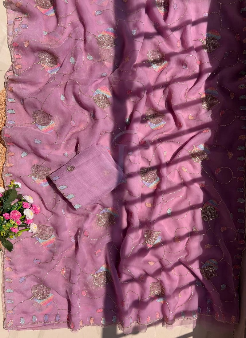 Jk 489 Chiffon With Sequence Work Saree